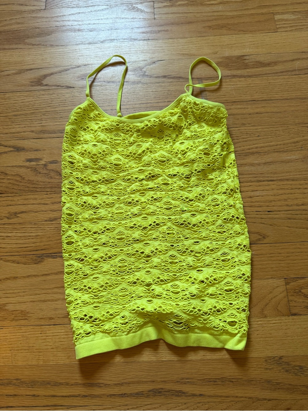 Lace Overlay Neon Yellow Tank Top